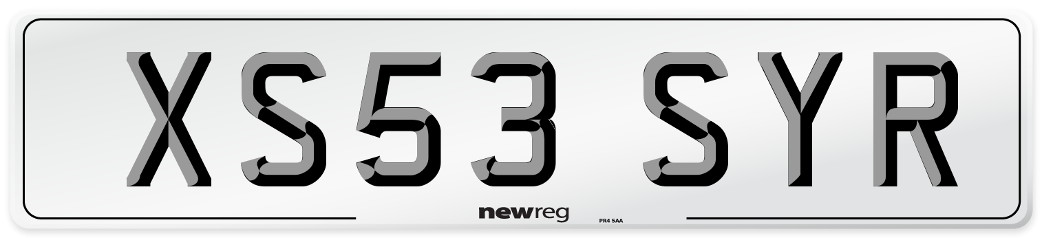 XS53 SYR Number Plate from New Reg
